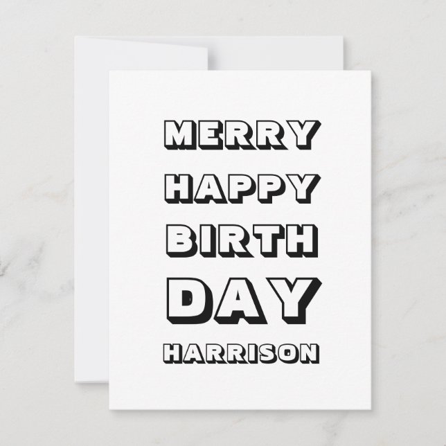 Tarjeta Merry Happy Birthday nombre personalizado Navidade (Anverso)