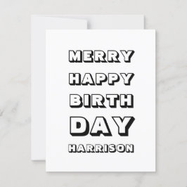 Tarjeta Merry Happy Birthday nombre personalizado Navidade