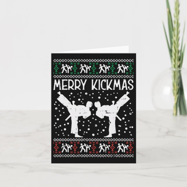 Tarjeta Merry Kickmas Navidades feos Karate Jiu Jitsu Mart (Anverso)