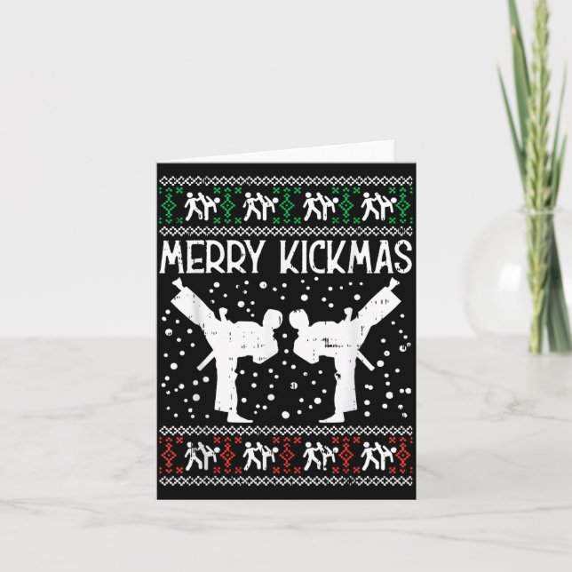 Tarjeta Merry Kickmas Ugly Christmas Karate Jiu Jitsu Mart (Anverso)