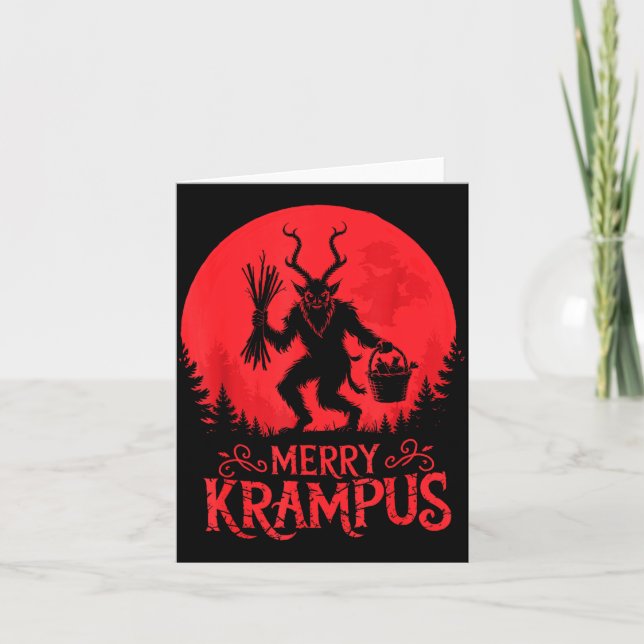 Tarjeta Merry Krampus Christmas Xmas Horror Ugly Sweater E (Anverso)