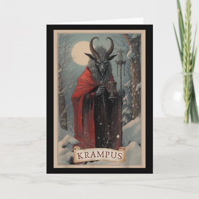 Tarjeta Merry Krampus Christmas Xmas Horror Ugly Sweater E (Anverso)