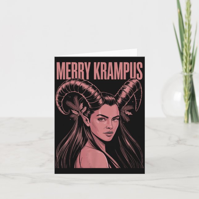 Tarjeta Merry Krampus Ironic Lilith Christmas Dark Feminin (Anverso)