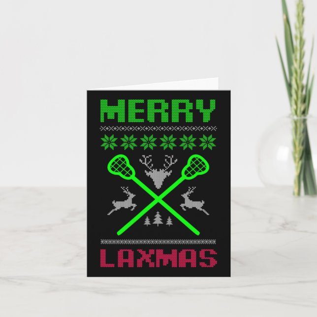 Tarjeta Merry Laxmas Ugly Design Lacrosse Navidades (Anverso)