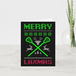 Tarjeta Merry Laxmas Ugly Design Lacrosse Navidades