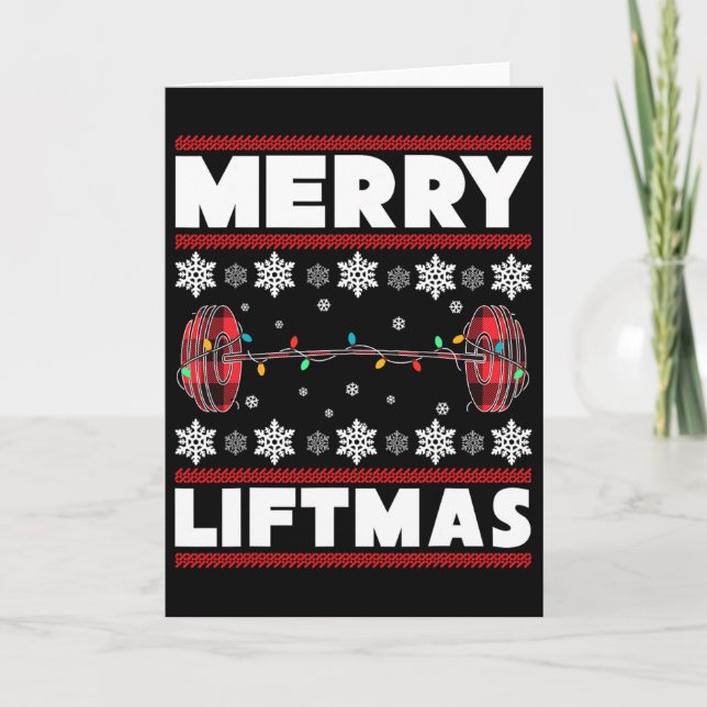 Tarjeta Merry Liftmas Fun Christmas Gym Workout Fitness Gi (Anverso)