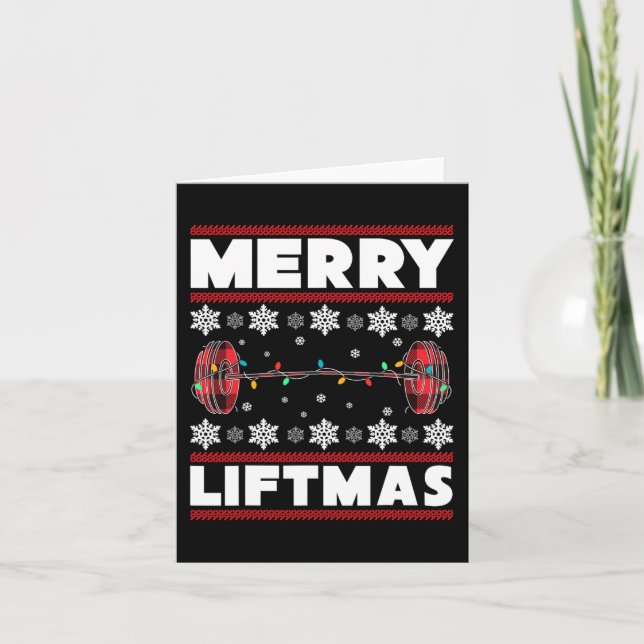 Tarjeta Merry Liftmas Fun Navidades Gym Workout Fitness Gi (Anverso)