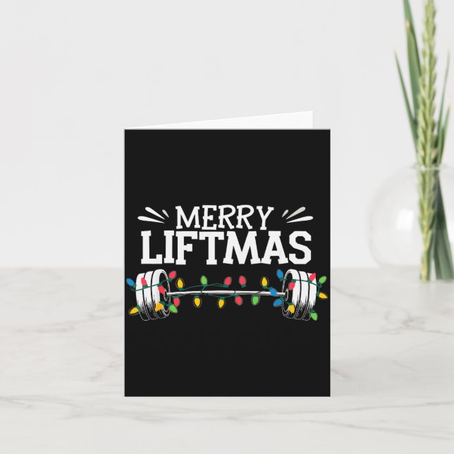 Tarjeta Merry Liftmas Weightlifter Fitness  (Anverso)