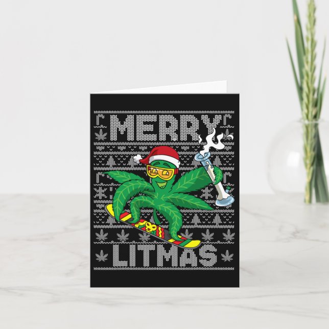 Tarjeta Merry Litmas Snowboard Navidades feos (Anverso)