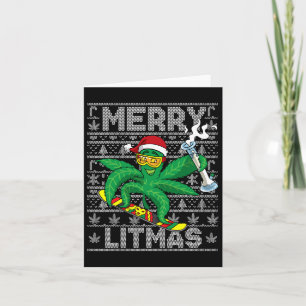 Tarjeta Merry Litmas Snowboard Navidades feos