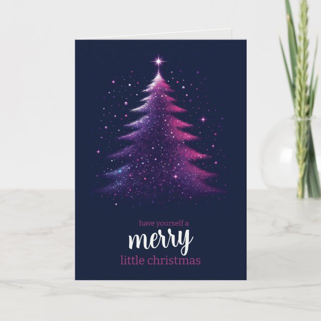 Tarjeta Merry Little Christmas Tree (Anverso)