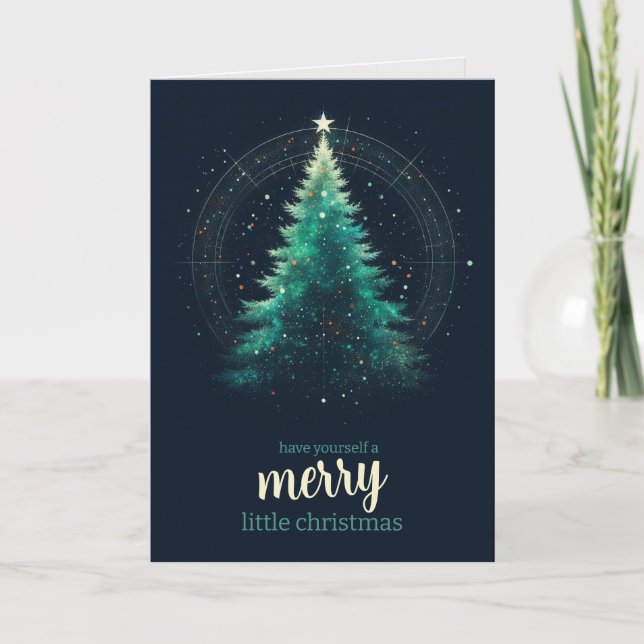 Tarjeta Merry Little Christmas Tree (Anverso)