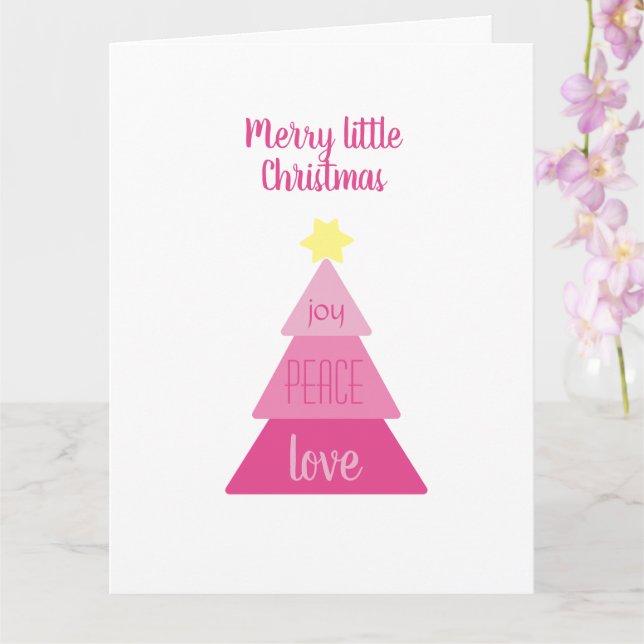 Tarjeta Merry Little Christmas Tree Hot Pink Simple Cuader (Orquídea)