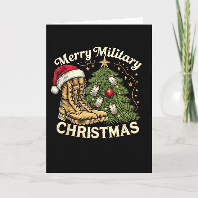 Tarjeta Merry Military Christmas Festive Military Boots &a (Anverso)