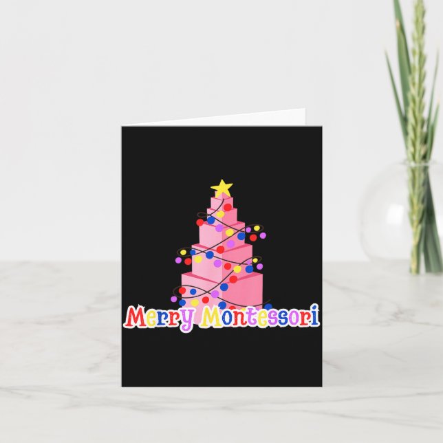 Tarjeta Merry Montessori Nk Tower Christmas Tree Teacher S (Anverso)