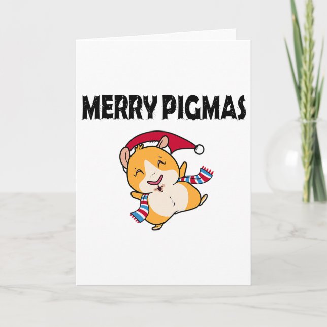 Tarjeta Merry Pigmas Face Mask Funny Guinea Pig Christmas  (Anverso)