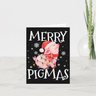 Tarjeta Merry Pigmas Navidades divertidos de cerdo alumbra