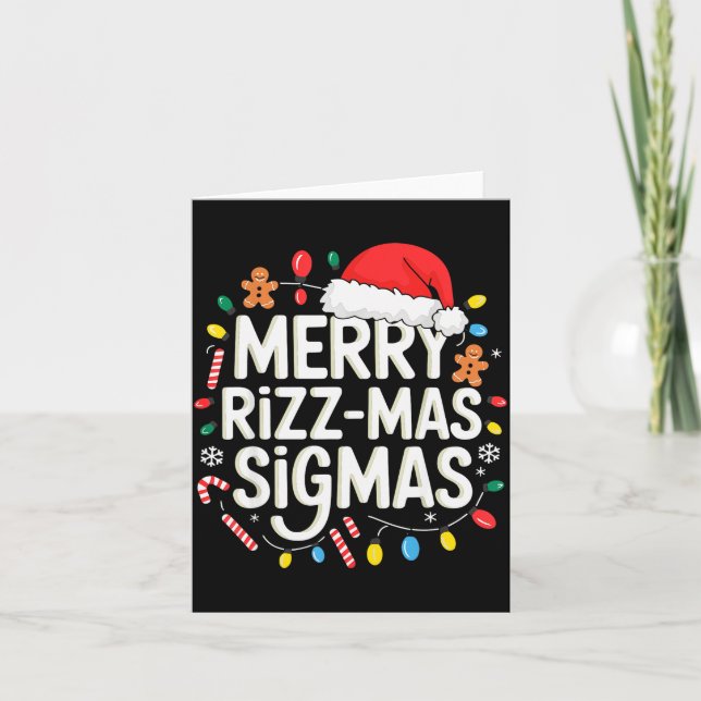 Tarjeta Merry Rizzmas Sigmas Funny Christmas Pajamas Rizzl (Anverso)