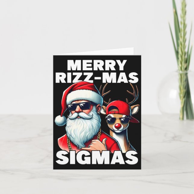 Tarjeta Merry Rizzmas Sigmas Gen Alpha Funny Christmas San (Anverso)