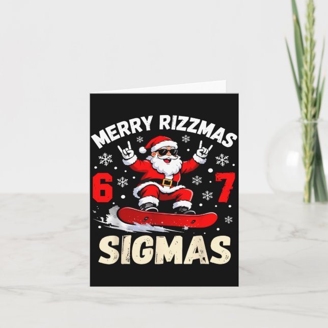 Tarjeta Merry Rizzmas Sigmas Santa 67 Six Seven  (Anverso)
