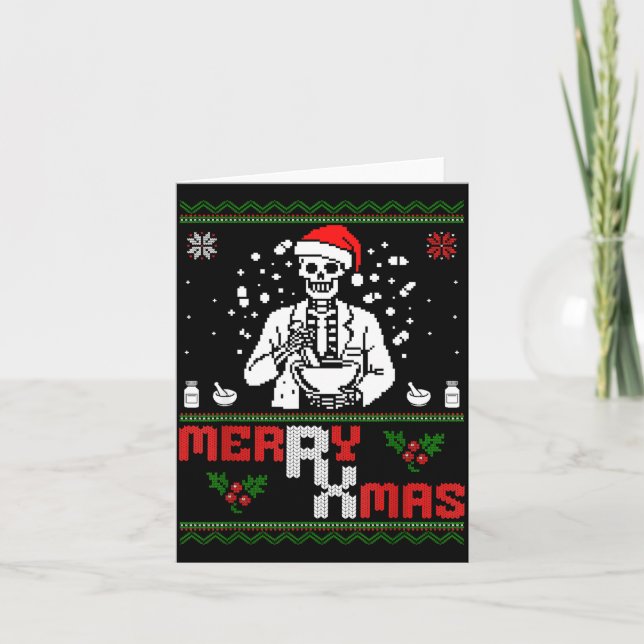 Tarjeta Merry Rx Mas Skeleton Pharmacist Pharmacy Tech Ugl (Anverso)