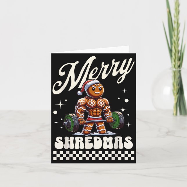 Tarjeta Merry Shredmas Christmas Gym Gingerbread Workout M (Anverso)
