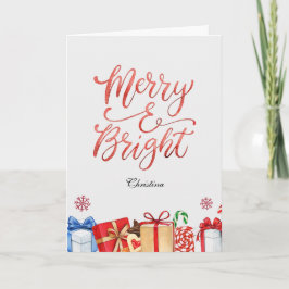 Tarjeta Merry simple y minimalista y Navidades brillantes