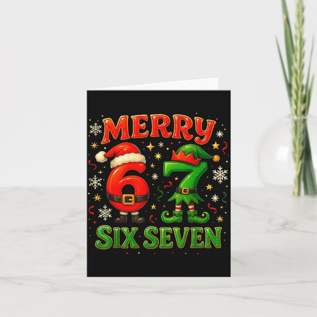 Tarjeta Merry Six Seven Funny Meme 67 Christmas Couple Des (Anverso)