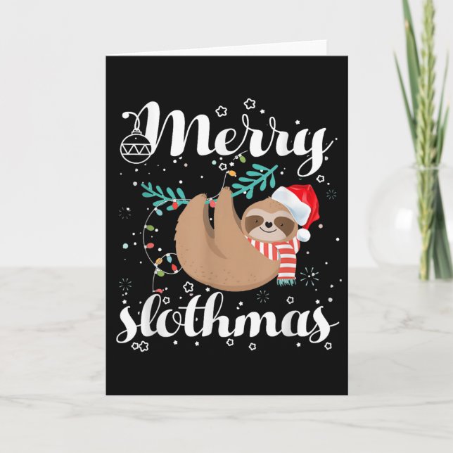 Tarjeta Merry Slothmas Christmas Pajama For Sloth Lovers  (Anverso)