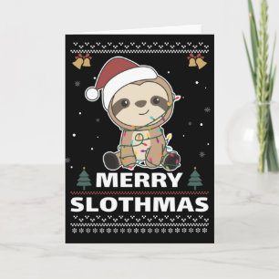 Tarjeta Merry Slothmas graciosos Navidades eslovacos Pun