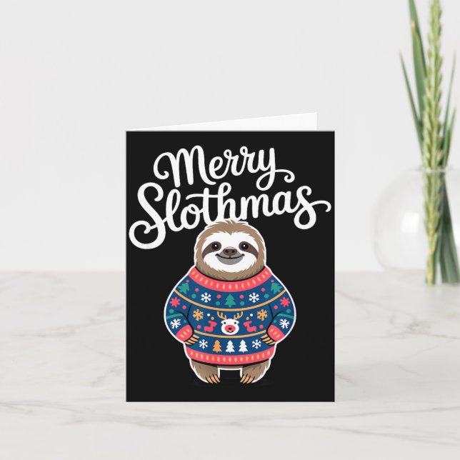 Tarjeta Merry Slothmas Sweater Funny Sloth Christmas Pajam (Anverso)