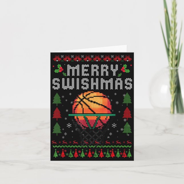 Tarjeta Merry Swishmas Basketball Ugly Christmas Graphic F (Anverso)
