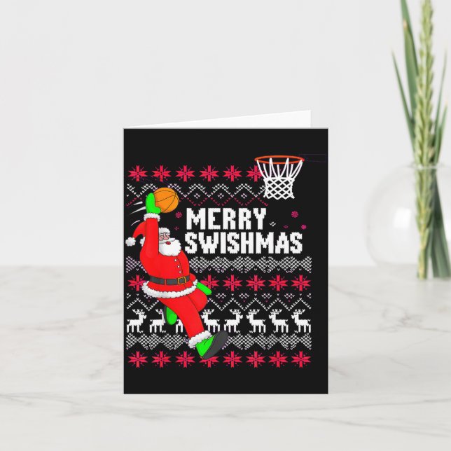 Tarjeta Merry Swishmas Basketball Ugly Christmas Xmas  (Anverso)