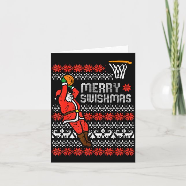 Tarjeta Merry Swishmas Basketball Ugly Christmas Xmas Men  (Anverso)