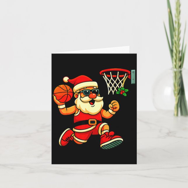 Tarjeta Merry Swishmas Ugly Christmas Sweater Basketball C (Anverso)