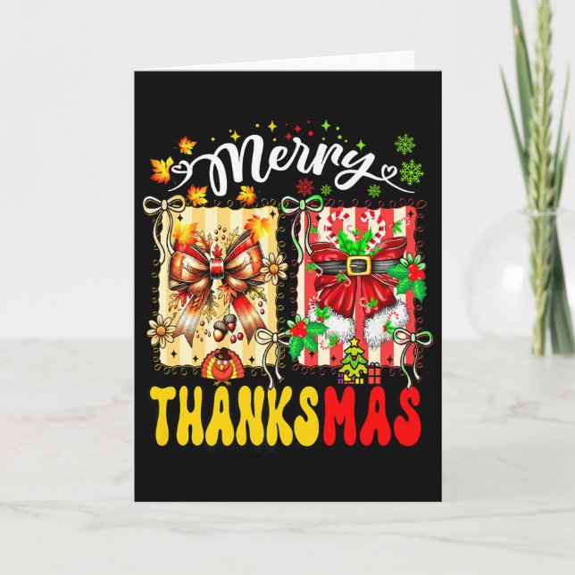 Tarjeta Merry Thanksmas Thanksgiving Christmas Coquette Bo (Anverso)