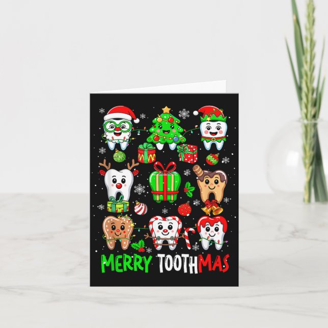 Tarjeta Merry Toothmas Teeth Collection Santa Reindeer Xma (Anverso)