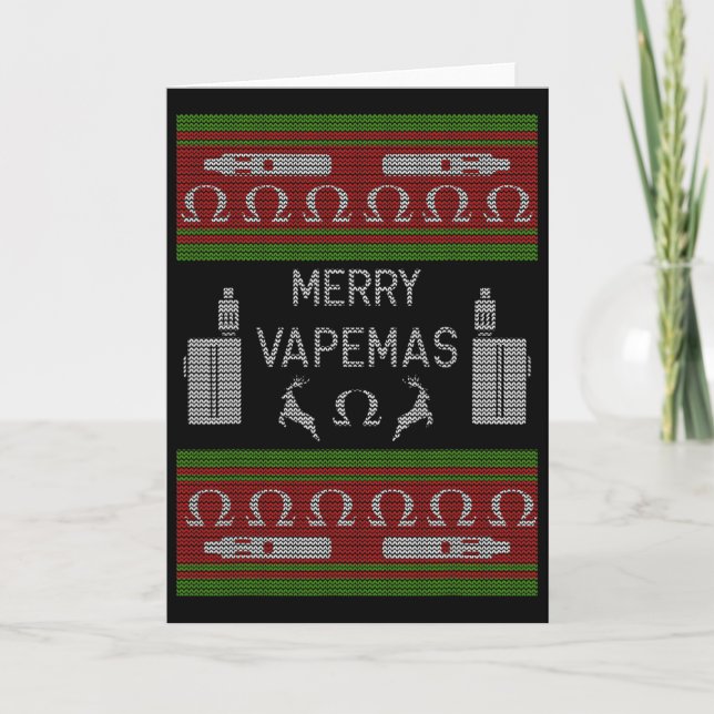 Tarjeta Merry Vapemas - Suéter Navidades feos (Anverso)