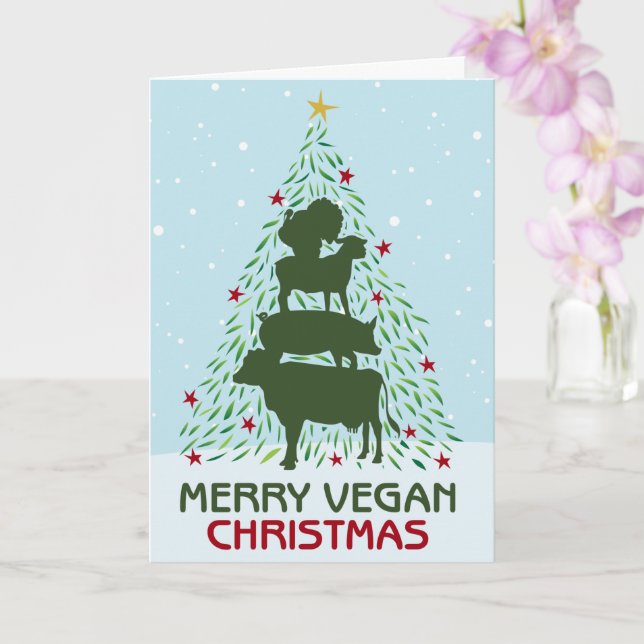 Tarjeta Merry Vegan Navidades (Orquídea)