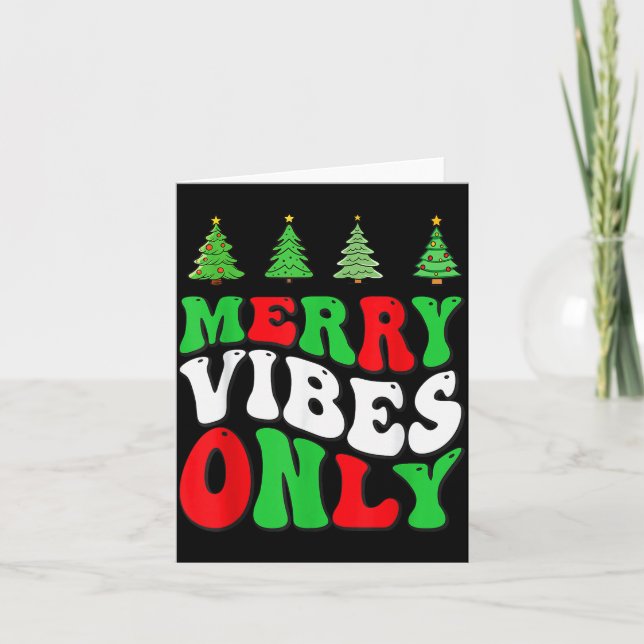 Tarjeta Merry Vibes Only! Christmas Groovy Xmas Tree Holid (Anverso)