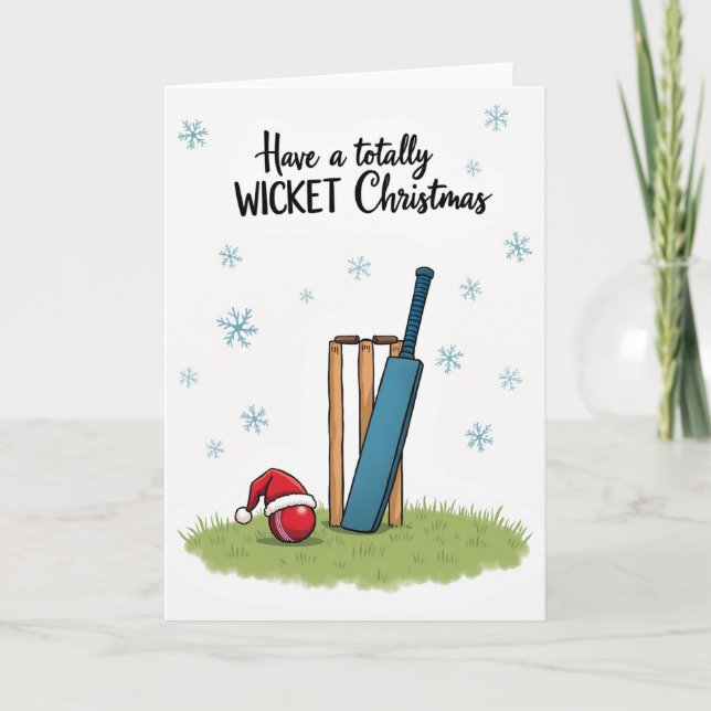Tarjeta Merry Wicket Cricket Christmas Card (Anverso)