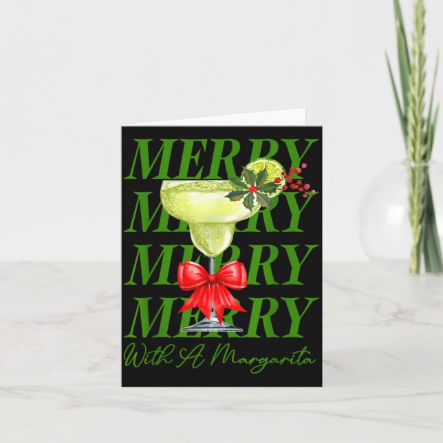 Tarjeta Merry With A Margarita Christmas Drinking Margarit (Anverso)