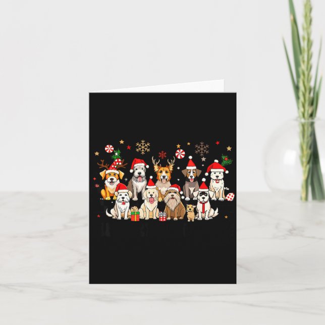 Tarjeta Merry Woofmas Cute Christmas Dogs Merry Christmas  (Anverso)