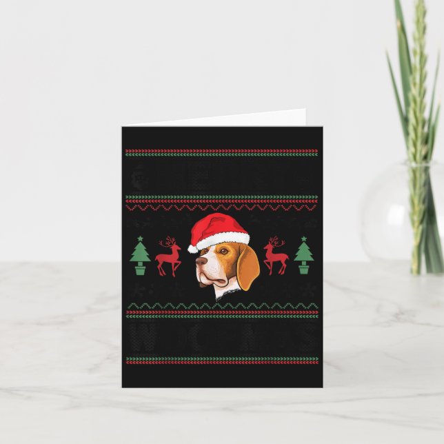 Tarjeta Merry Woofmas Ugly Christmas Beagle Xmas Party  (Anverso)