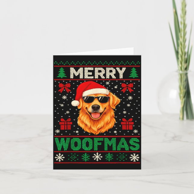 Tarjeta Merry Woofmas Ugly Christmas Jumper Xmas Dog Lover (Anverso)