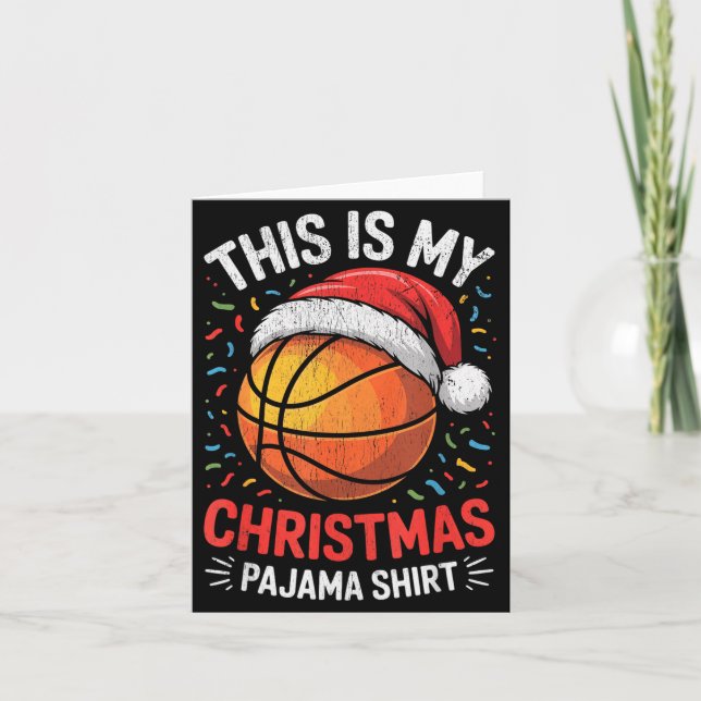 Tarjeta Merry Xmas Basketball Santa Hat This Is My Christm (Anverso)