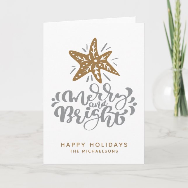 Tarjeta Merry y Bright | Felices fiestas (Anverso)