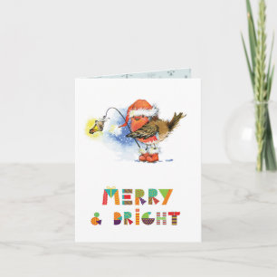 Tarjeta Merry Y Bright Robin