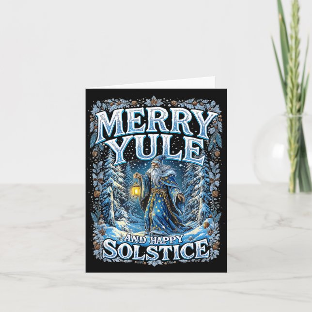 Tarjeta Merry Yule And Happy Solstice Mystic Winter Quote  (Anverso)