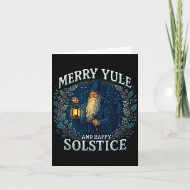 Tarjeta Merry Yule And Happy Solstice Mystic Winter Quote  (Anverso)